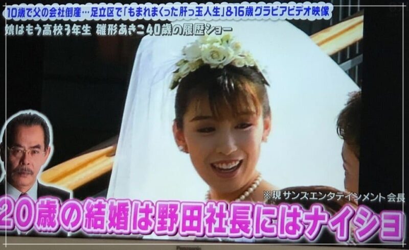 雛形あきこ、20歳の結婚